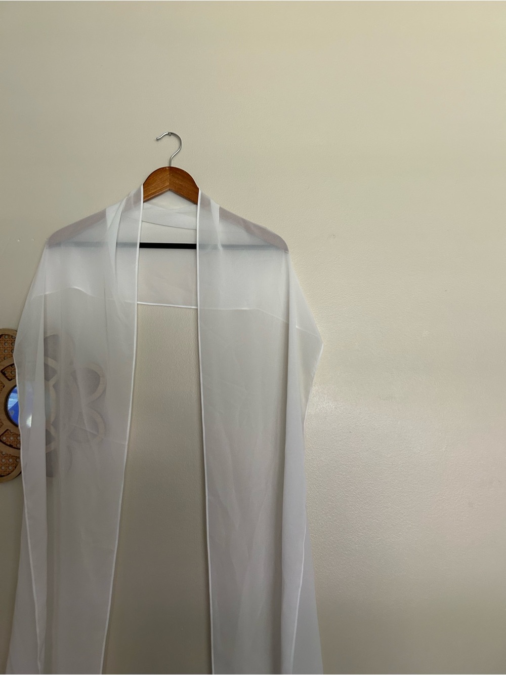 White sheer bridal scarf